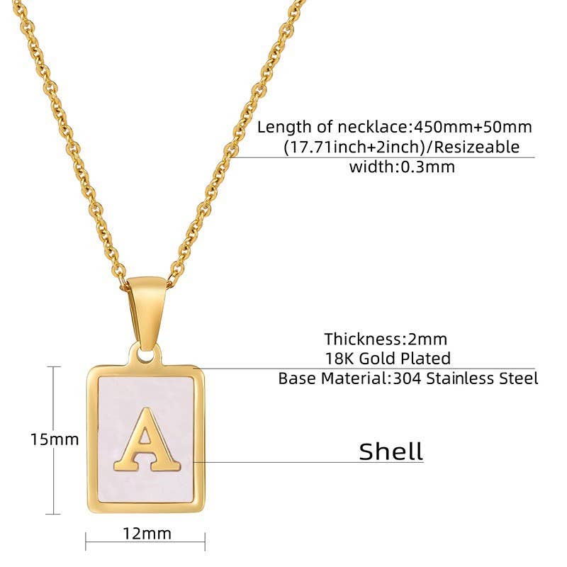 MOP  INITIAL STAINLESS STEEL TARNISH FREE NECKLACE | 40NK314: C