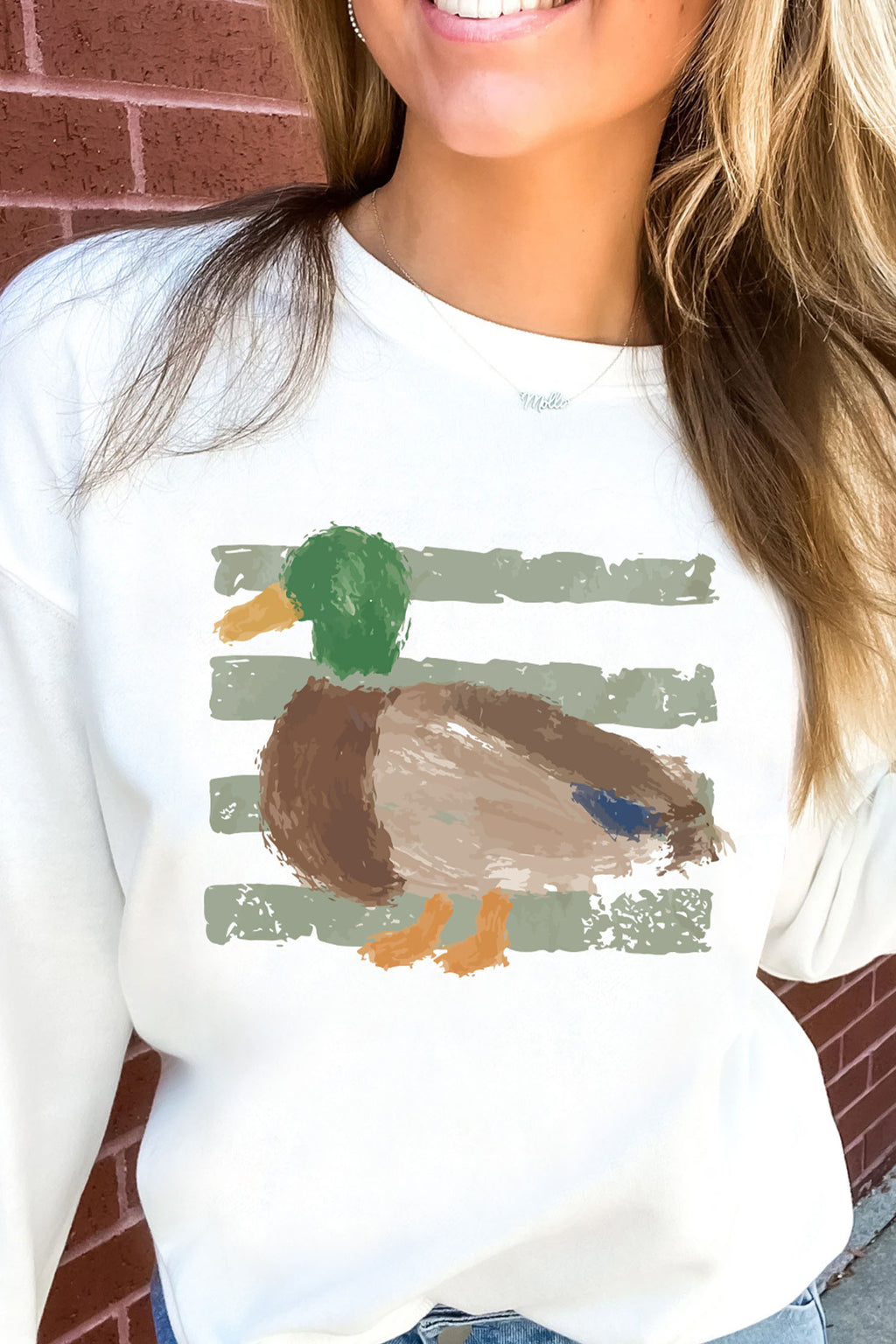 White Western Duck Graphic Sweatshirt