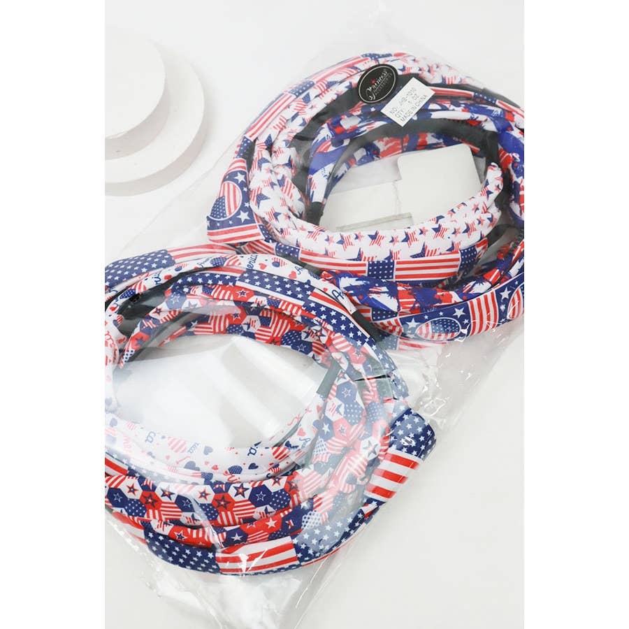 USA Flag American Patriotic Twisted  Headband: MIX COLOR / ONE(12)