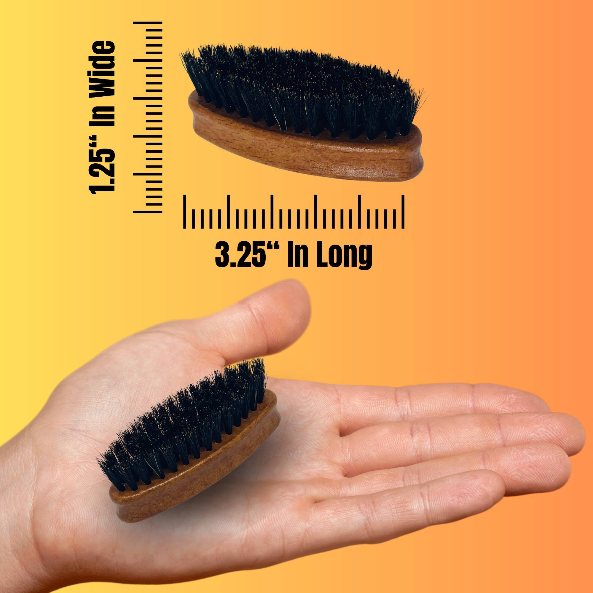 Gents Wood Mini Travel Beard Brush - 100% Boar Bristles