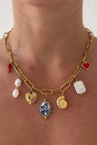 STAINLESS STEEL TARNISH FREE CHARM NECKLACE | 40NK373: GOLD