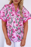 Pink Floral Lace Blouse