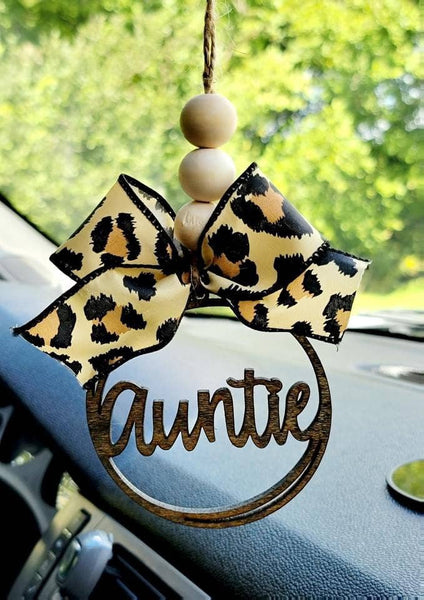 Auntie Car Charm Ornament Bag Charm: Cheetah