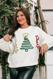 White Tinsel Christmas Tree Pattern Casual Sweatshirt