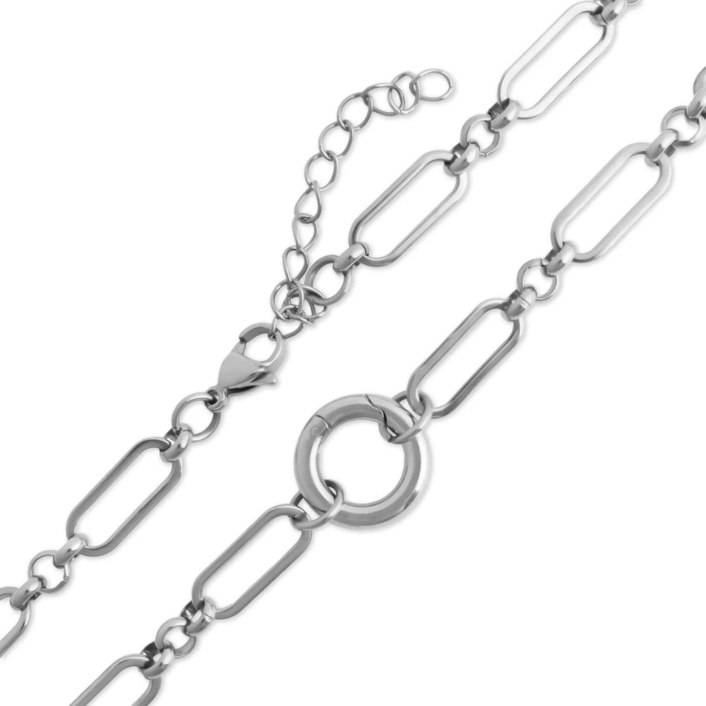 18K Gold PVD Stainless Steel Long Paperclip Charm Necklace: Gold