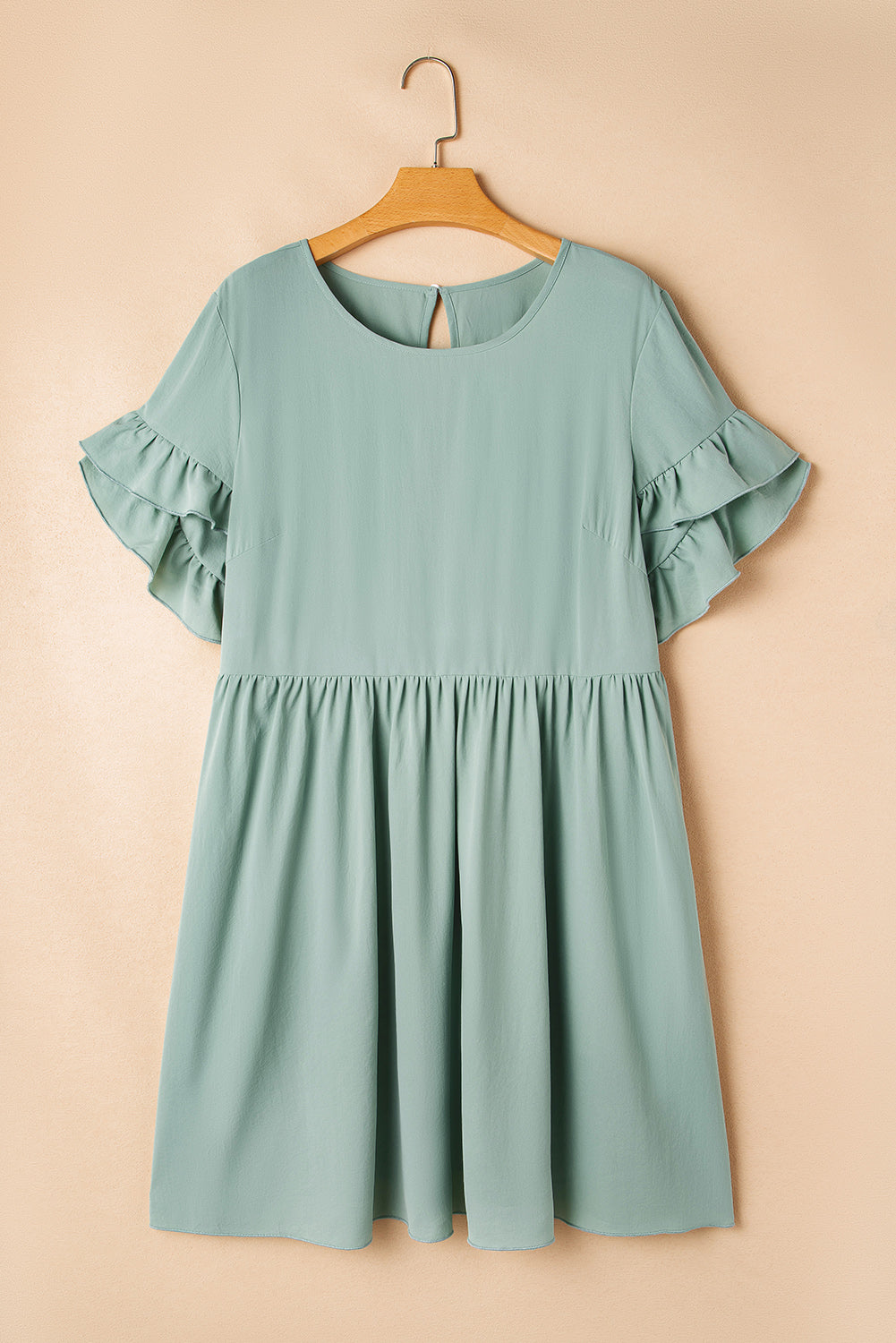 Grass Green Ruffle Flared Mini Dress
