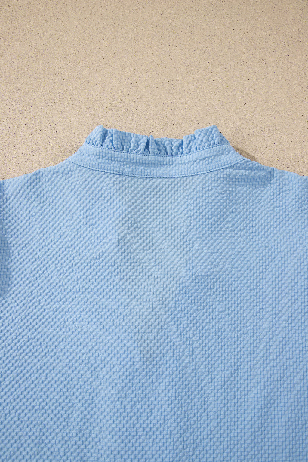 Beau Blue Flower Embroidered Puff Sleeve Blouse