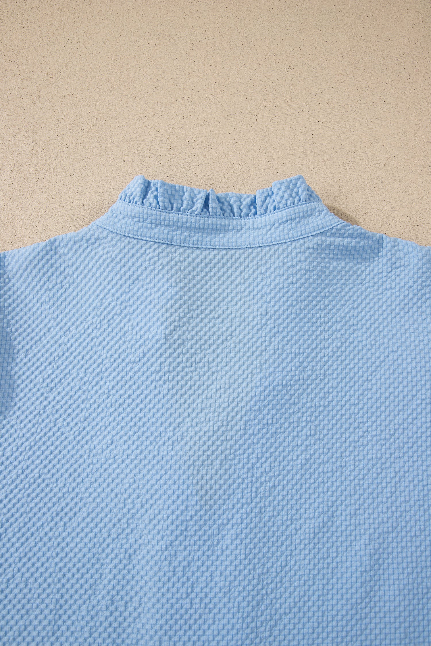 Beau Blue Flower Embroidered Puff Sleeve Blouse