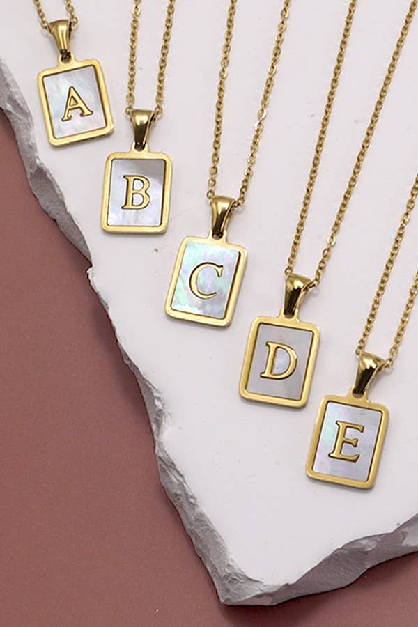 MOP  INITIAL STAINLESS STEEL TARNISH FREE NECKLACE | 40NK314: C