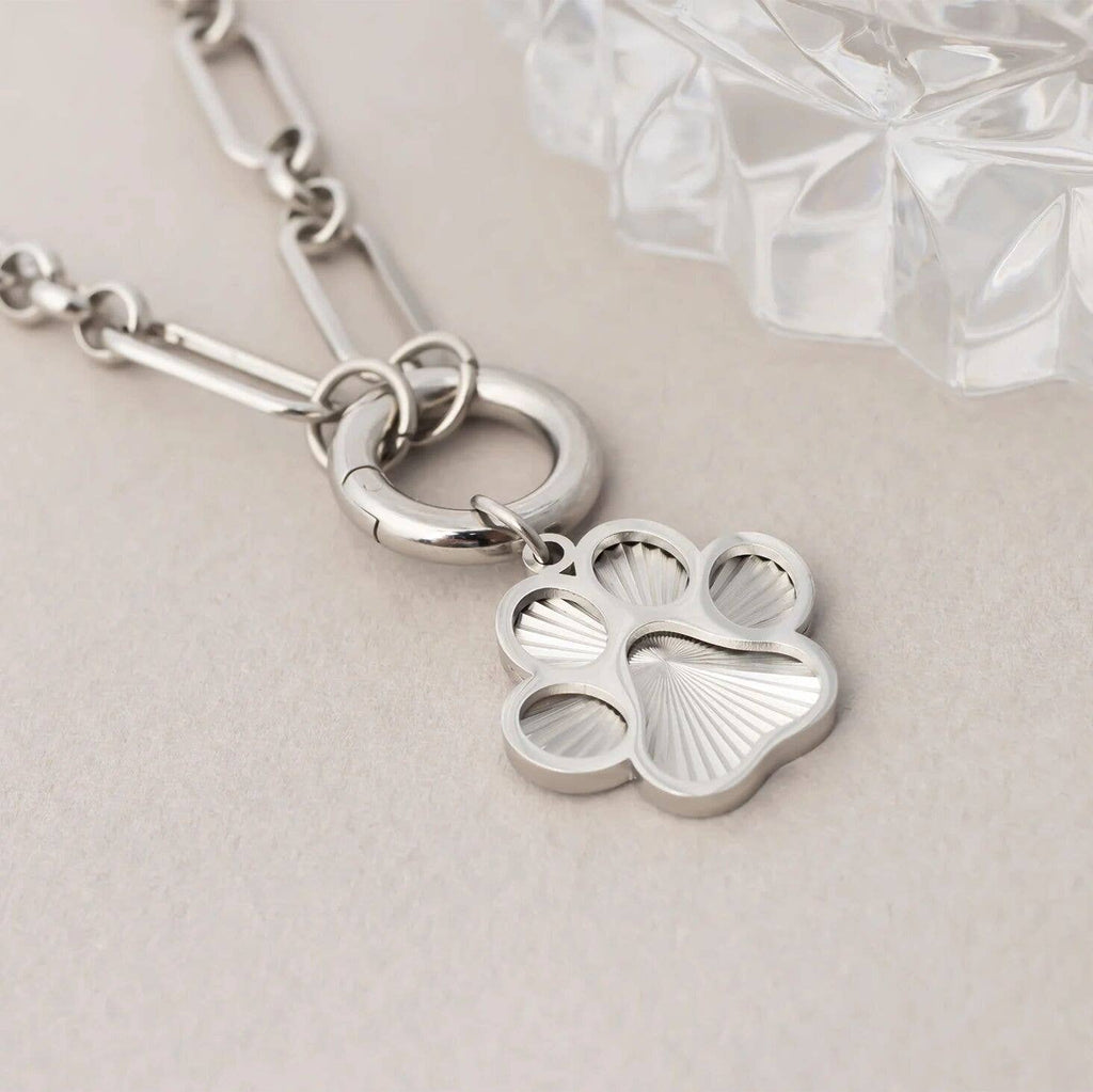 18K Gold PVD Stainless Steel Paw Print Charm: Gold