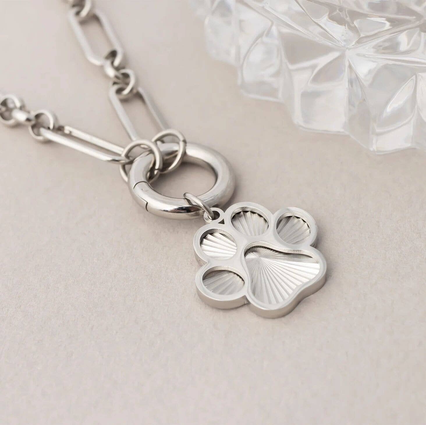 18K Gold PVD Stainless Steel Paw Print Charm: Gold