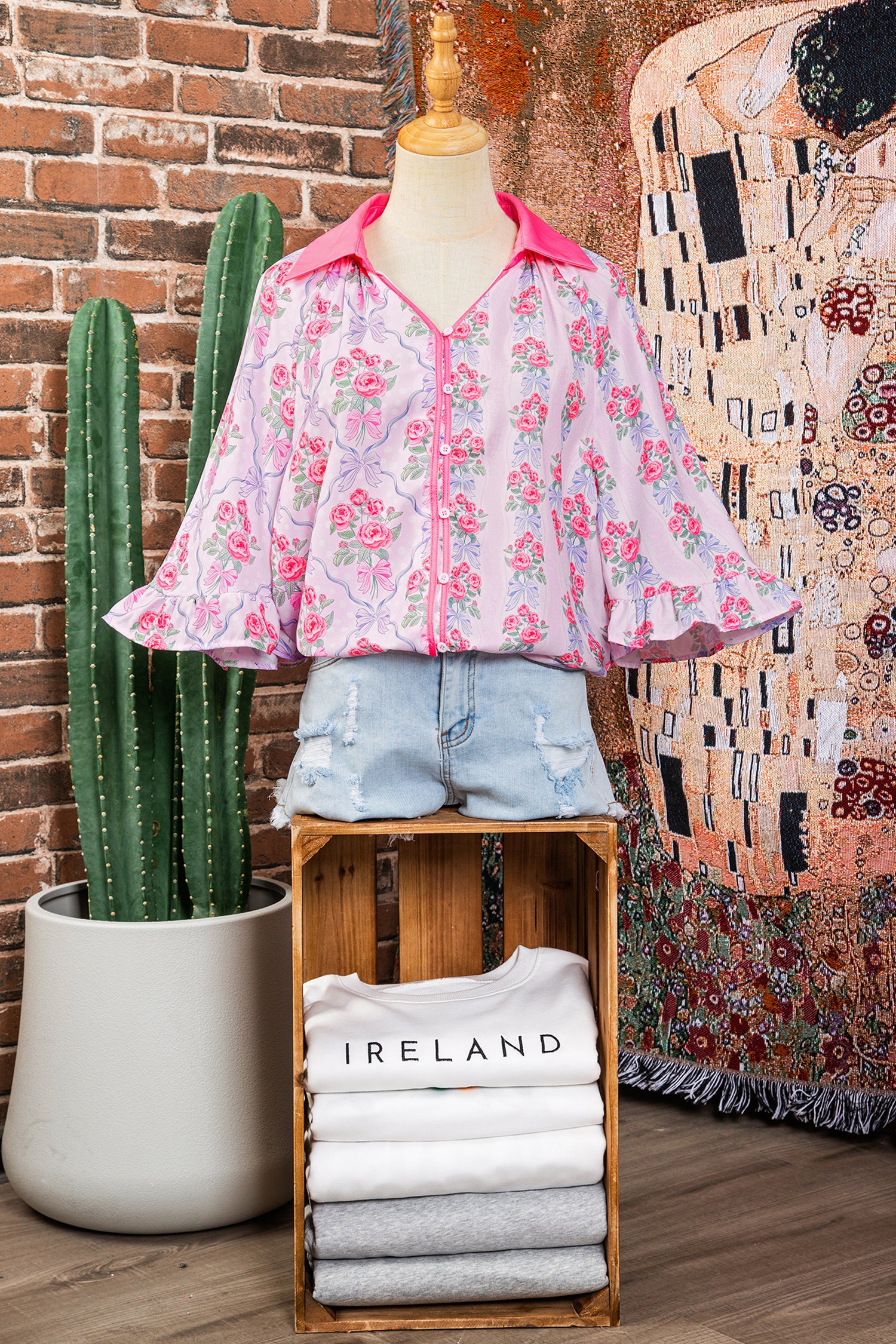 Floral Ruffled Half Sleeve Shirt