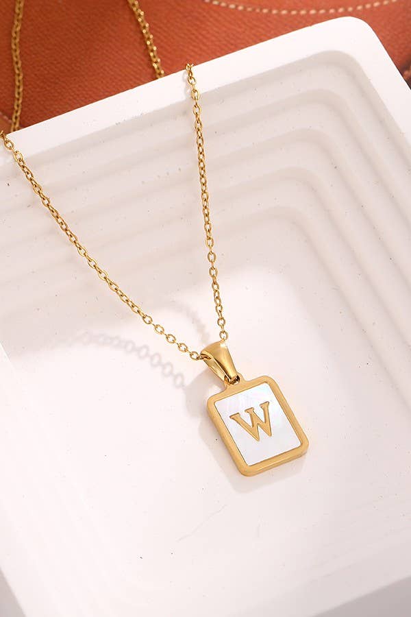 MOP  INITIAL STAINLESS STEEL TARNISH FREE NECKLACE | 40NK314: C
