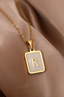 MOP  INITIAL STAINLESS STEEL TARNISH FREE NECKLACE | 40NK314: L