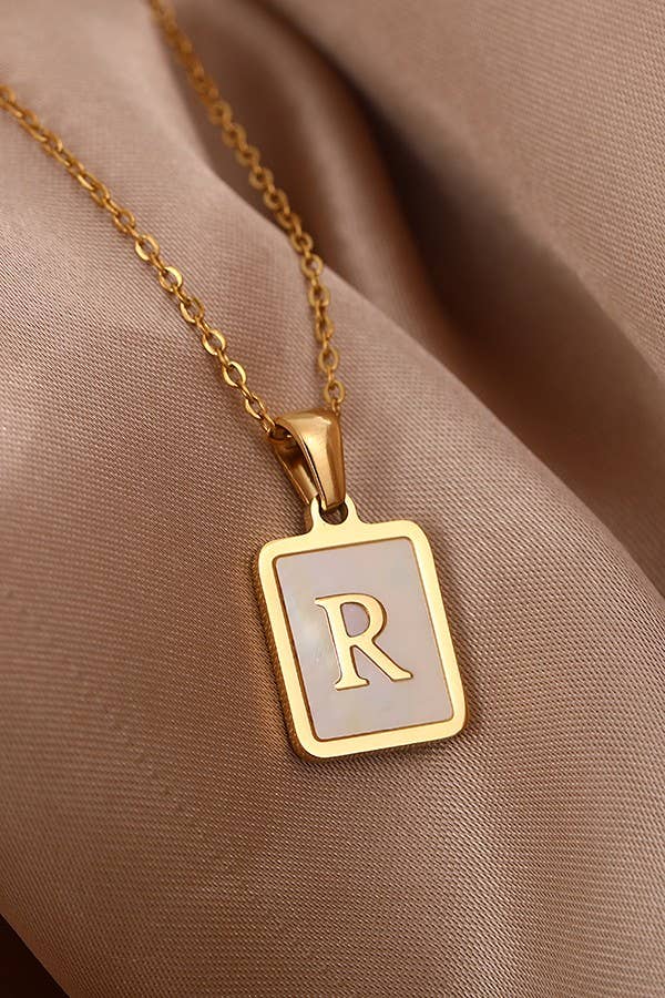 MOP  INITIAL STAINLESS STEEL TARNISH FREE NECKLACE | 40NK314: C