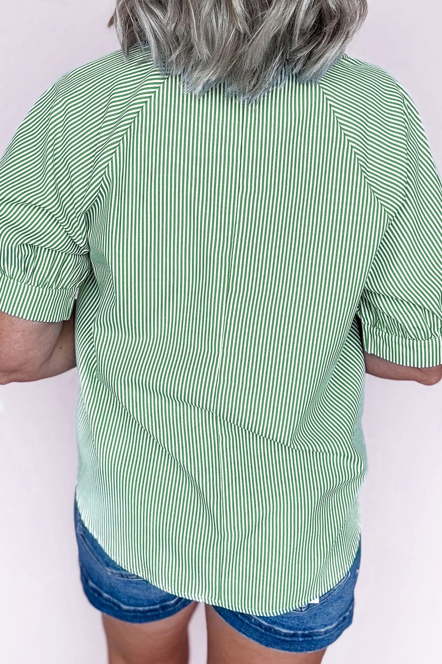 Mint Green Plus Size Short Sleeve Blouse