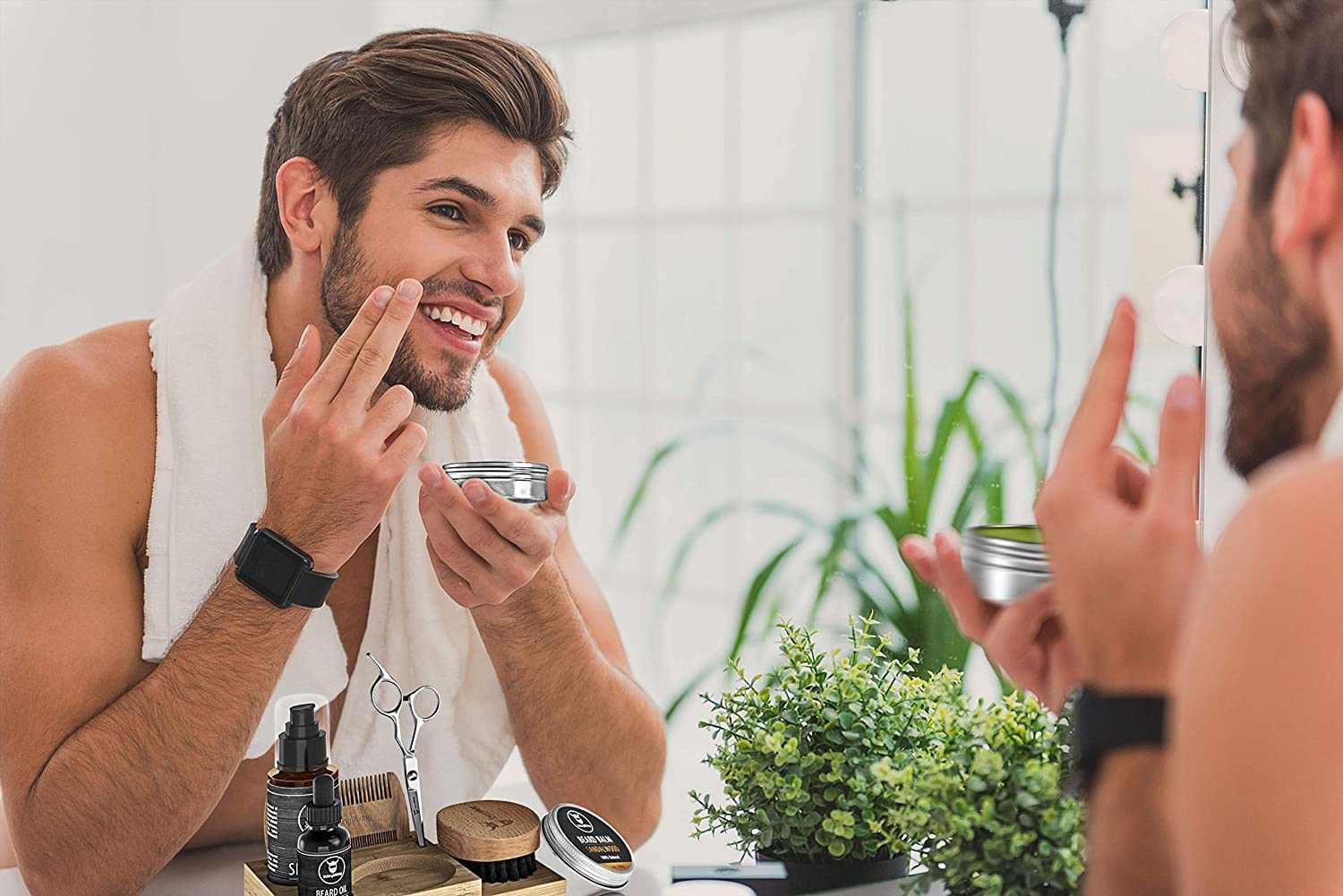 Beard Grooming Kit with Caddy Complete Care Set for Men Gift