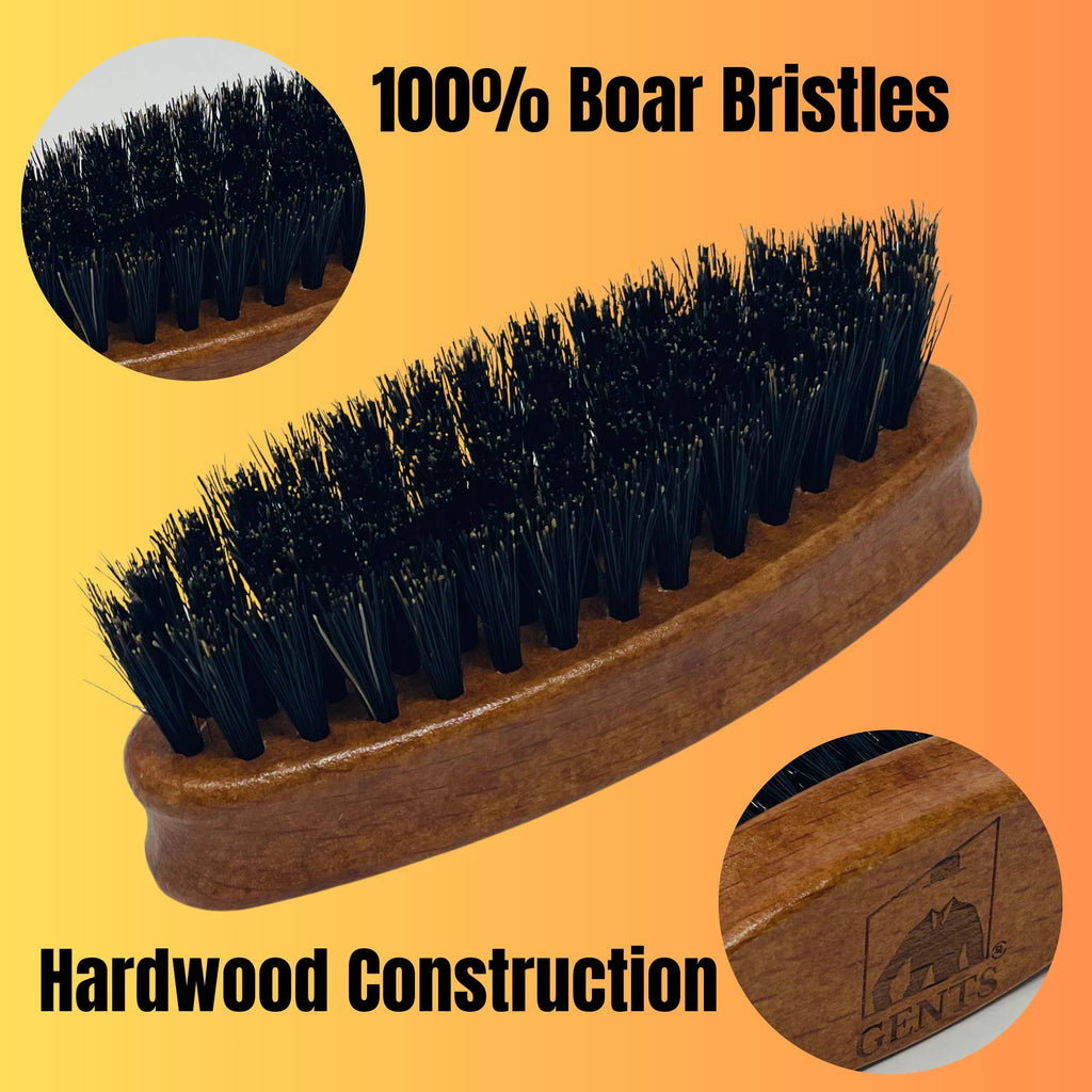 Gents Wood Mini Travel Beard Brush - 100% Boar Bristles