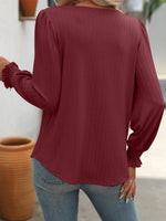 Square Neck Long Sleeve T-Shirt for Women: Pink / 95%polyester+5%spandex / L