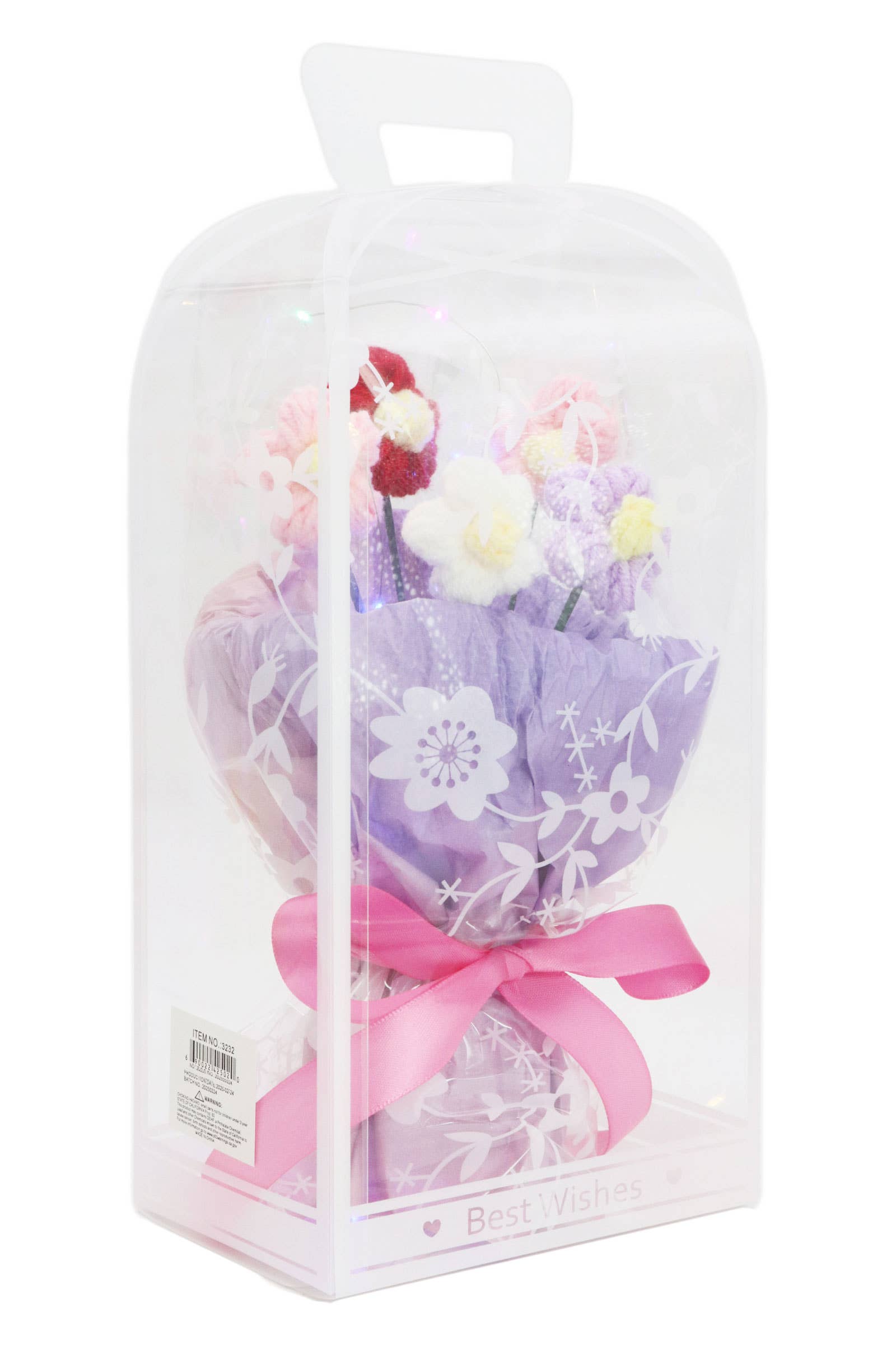 Floral Crochet LED Bouquet Gift Box - 4 pcs: ASSORTED / ONE SIZE