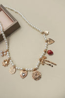PEARL BEADED BOW STRAWBERRY CHERRY NECKLACE | 80N91511: Gold