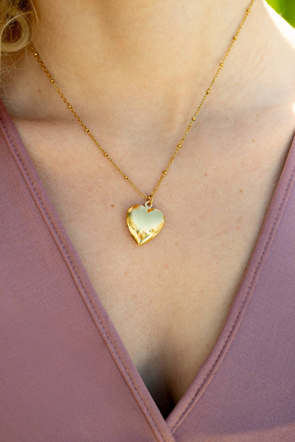 18K Gold PVD Stainless Steel Heart Locket / PDL0239: Gold