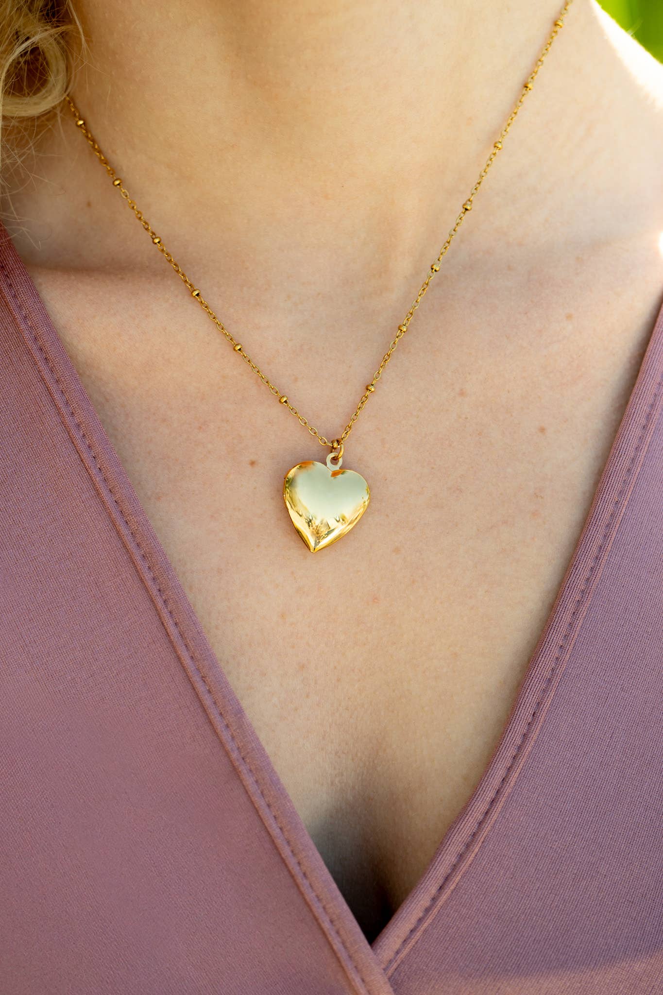 18K Gold PVD Stainless Steel Heart Locket / PDL0239: Gold