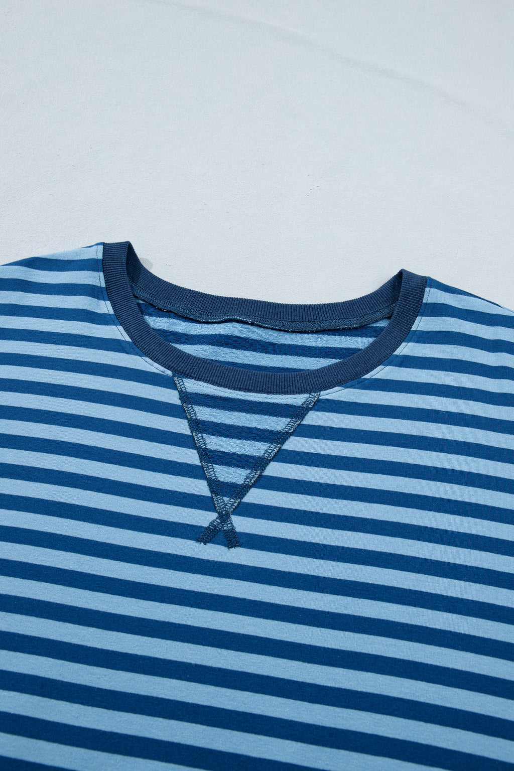 Blue Stripe Plus Size Tee and Shorts Two-Piece Set