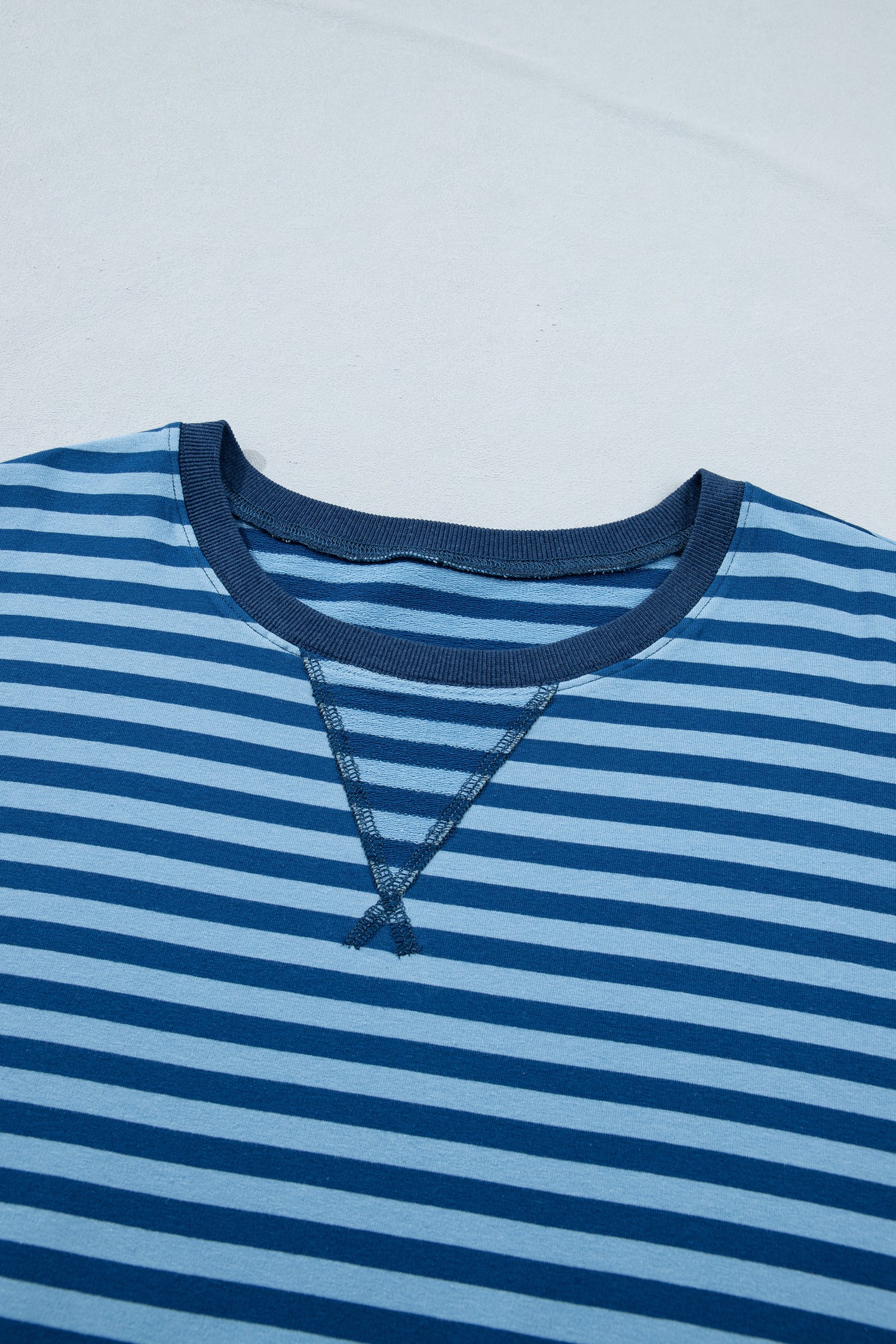 Blue Stripe Plus Size Tee and Shorts Two-Piece Set