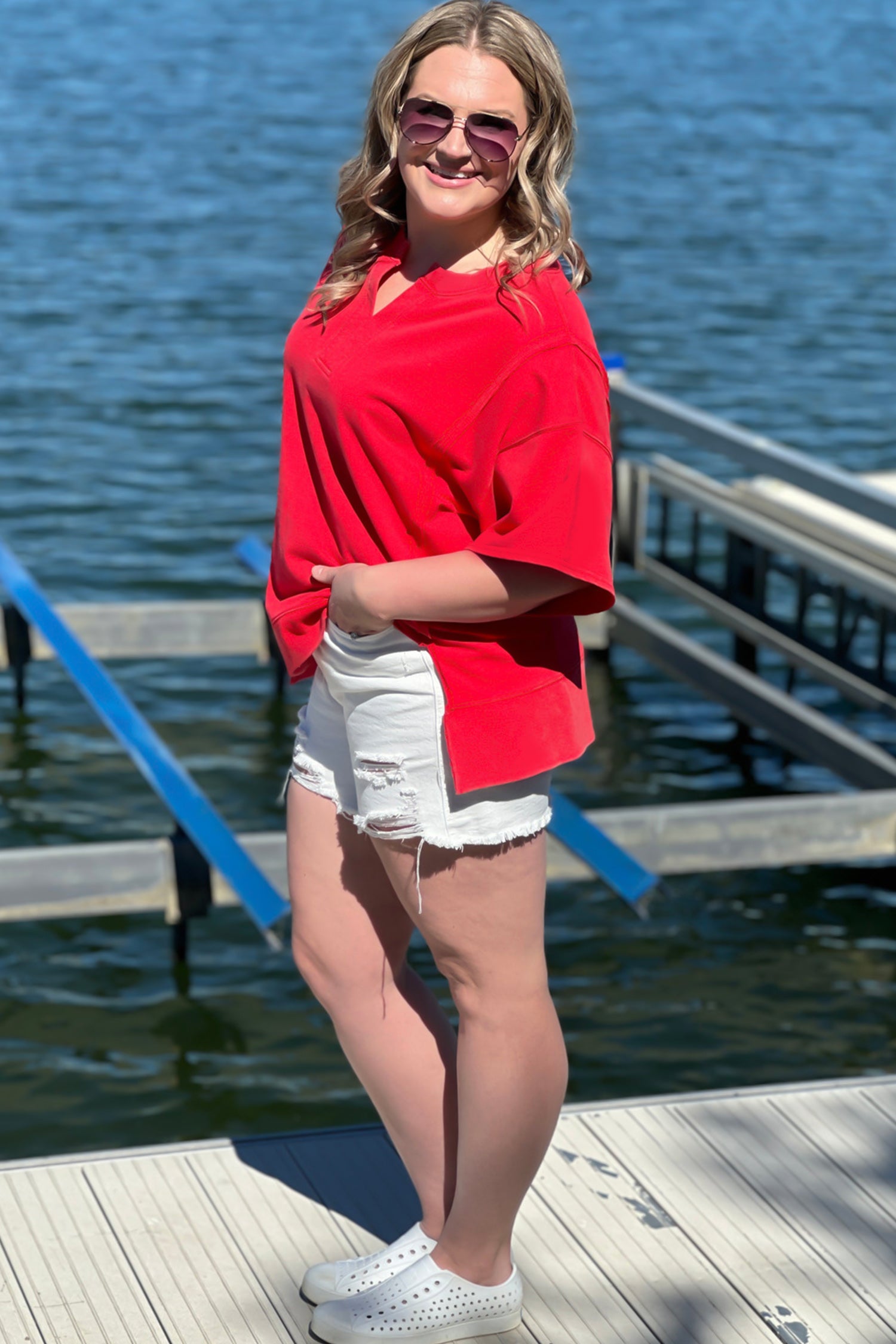 Fiery Red Short Sleeve Top