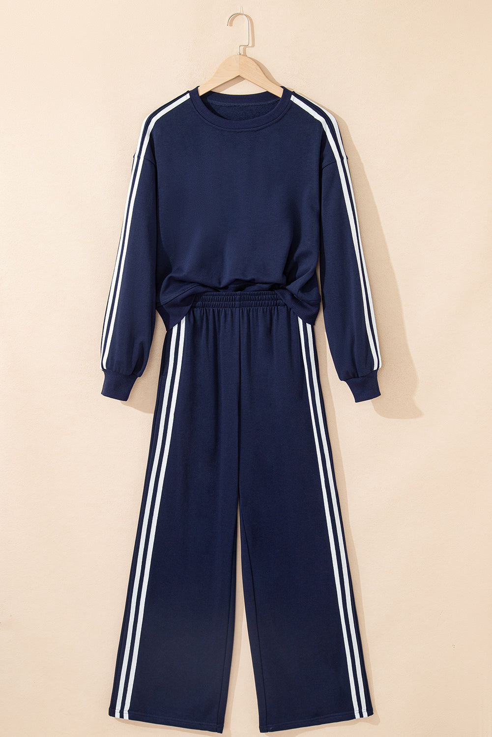 Fiery Red Pullover Wide Leg Pants 2pcs Outfit
