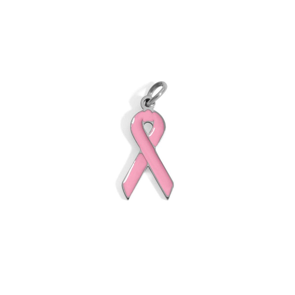 Breast Cancer Awareness Pink Ribbon Charm: Gold