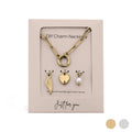 18K Gold Angel Wing Charm Holder Necklace Gift Set: Gold