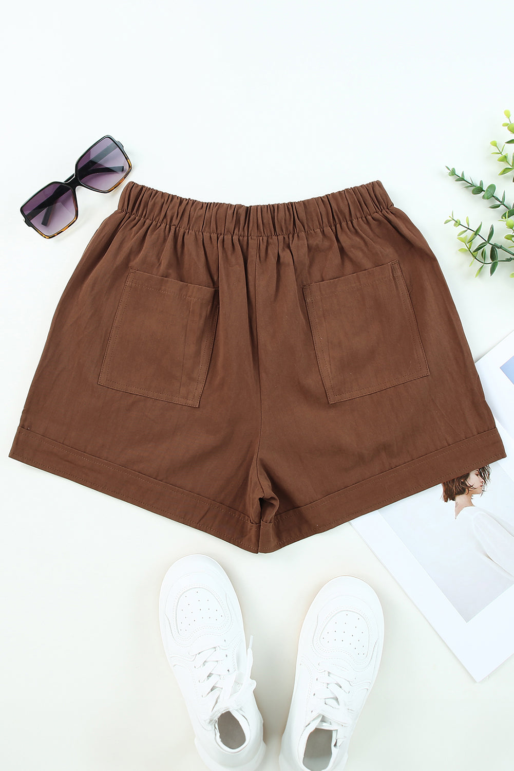 Brown Strive Pocketed Tencel Shorts