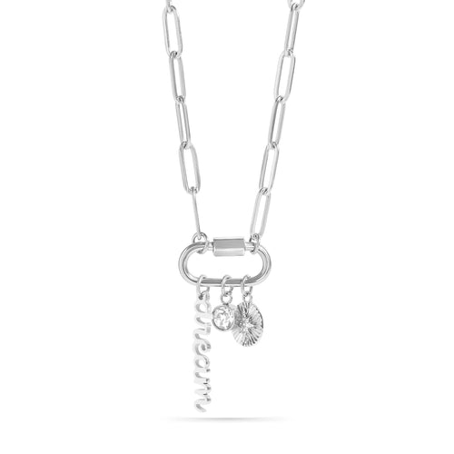 18K PVD Gold Carabiner "Dream" Paperclip Charm Necklace: Gold