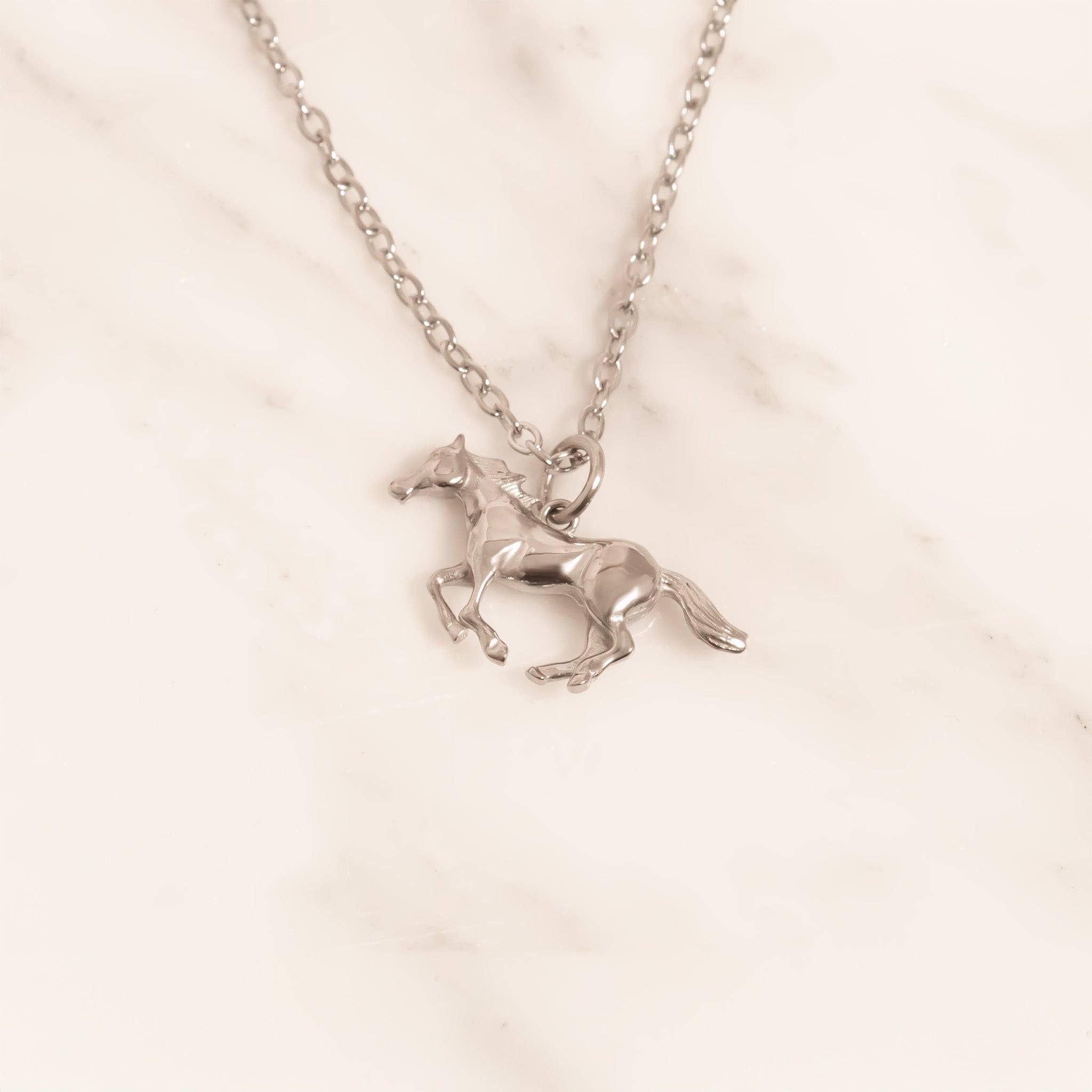 18K Gold PVD Stainless Steel Western Horse Charm: Gold