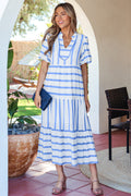 Sky Blue Stripe Vacation Dress