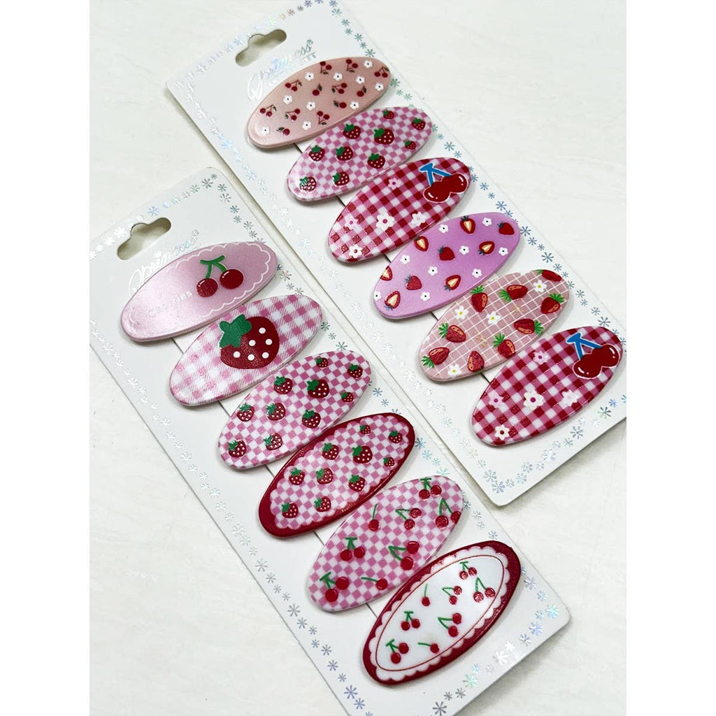 Cherry and Strawberry Theme Snap Hair Clip: MIX COLOR / ONE(12)