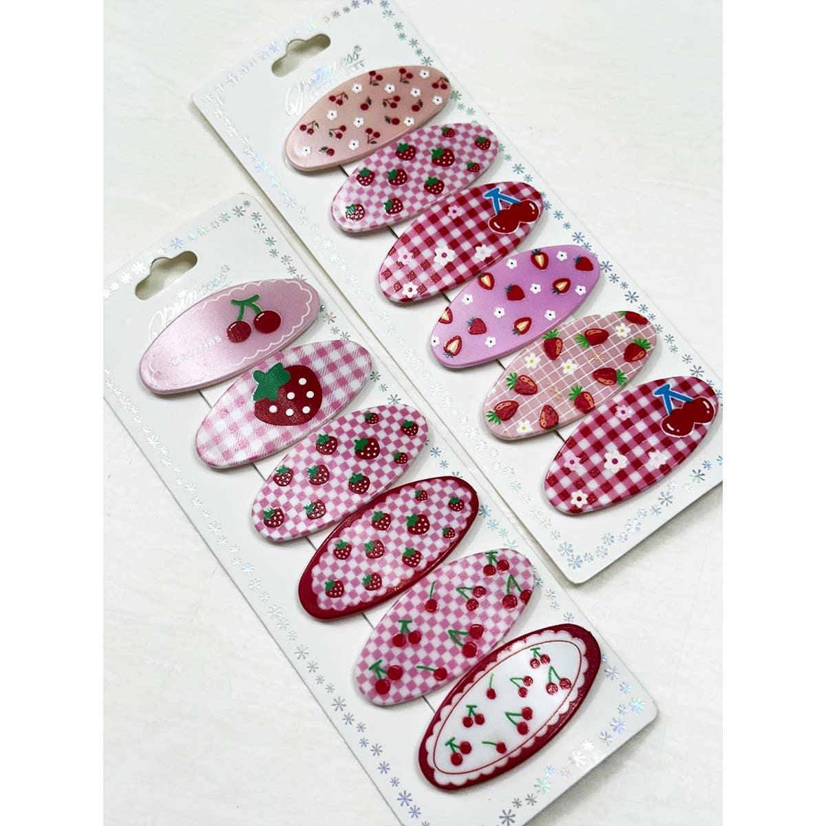 Cherry and Strawberry Theme Snap Hair Clip: MIX COLOR / ONE(12)
