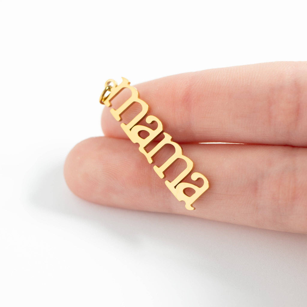 18K Gold PVD Stainless Steel Mama Charm: Stainless