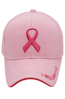 Breast Cancer Awareness Ribbon Baseball Cap: White