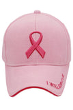 Breast Cancer Awareness Ribbon Baseball Cap: White