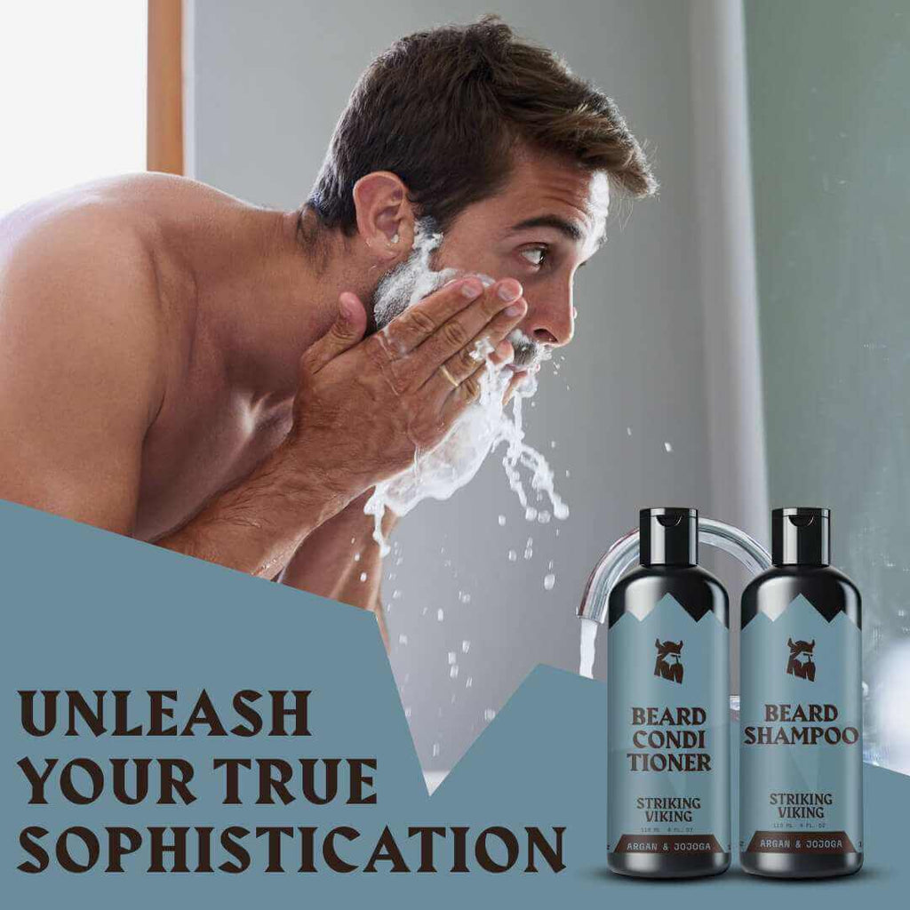 Beard Shampoo Conditioner for Men Argan Jojoba Nourishing Ki