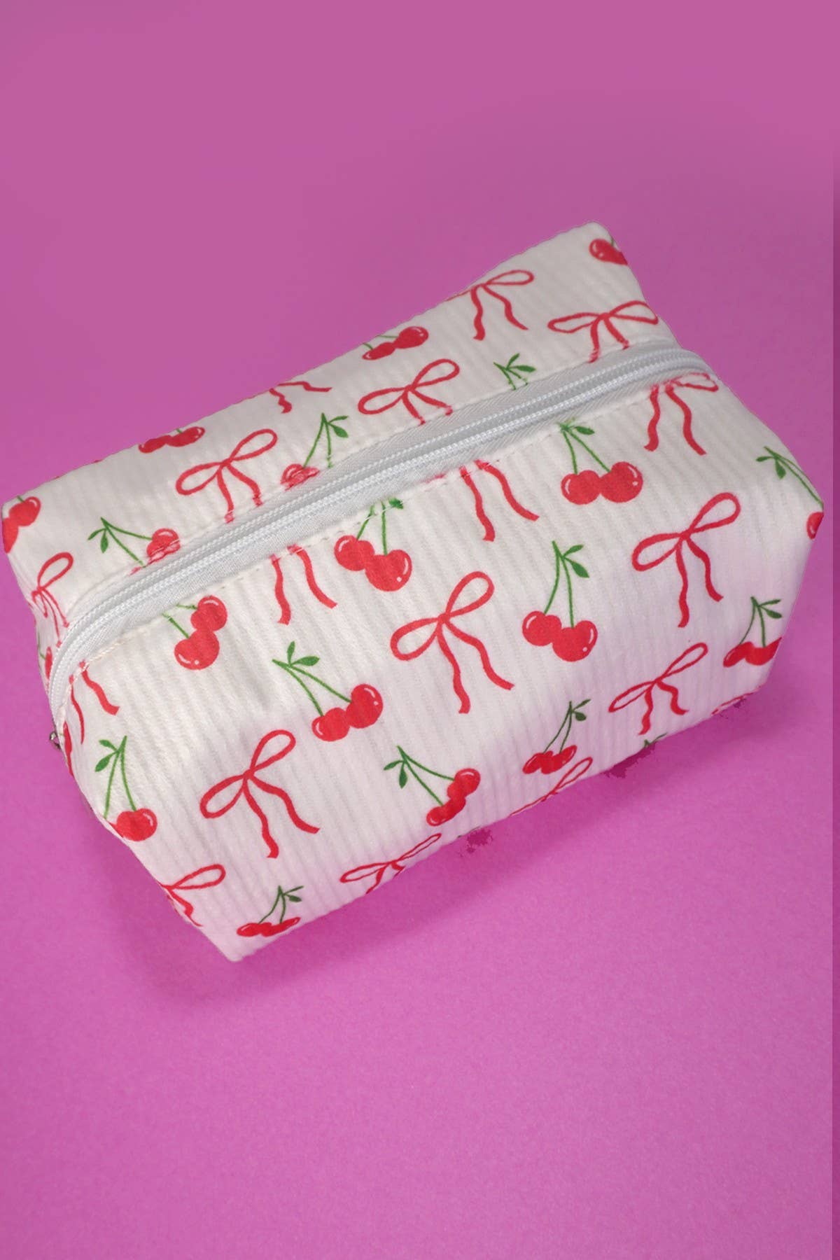 STRAWBERRY WESTERN BOW MAKEUP COSMETIC POUCH BAG | 40P544: RED STRAWBERRY