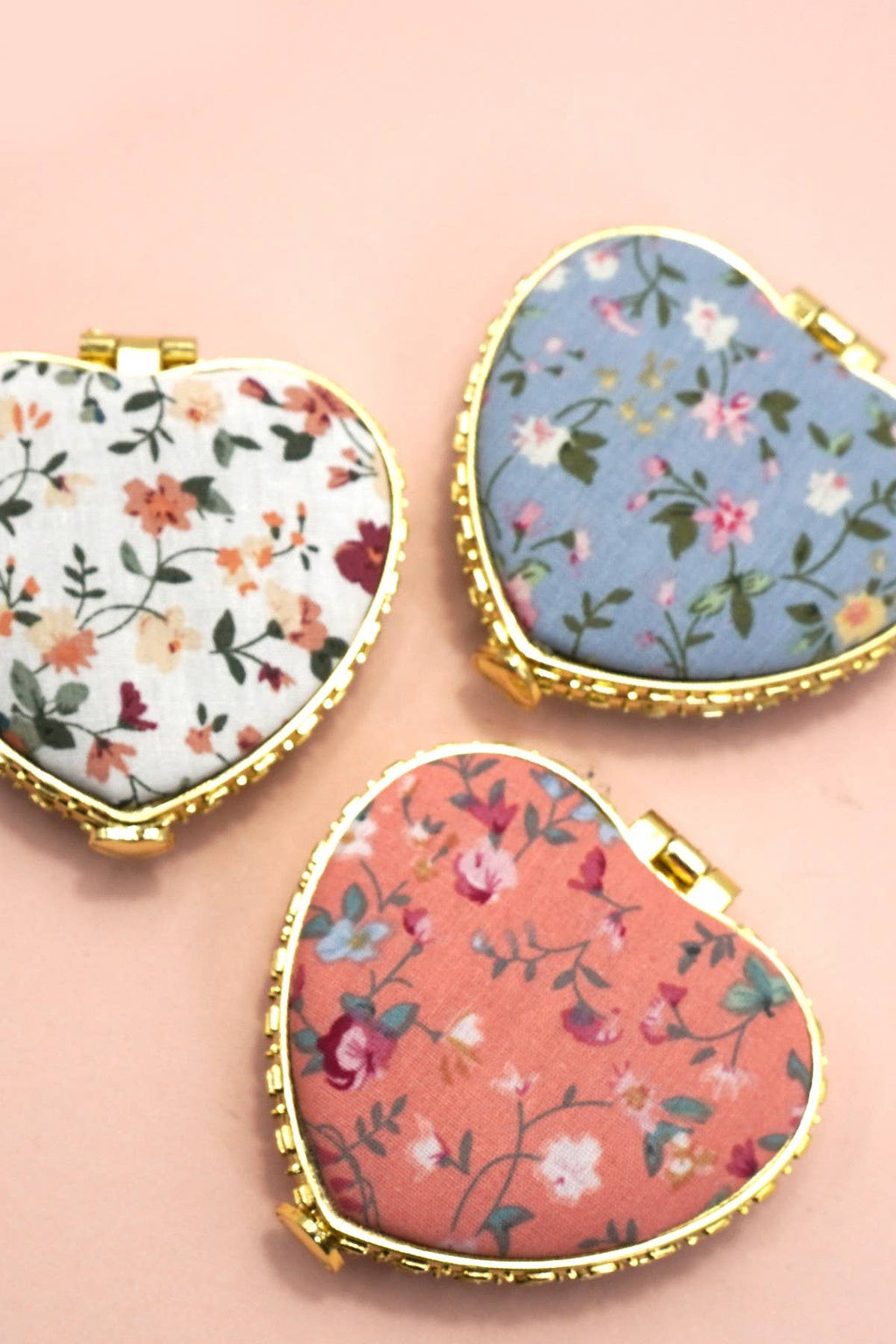 TRAVEL POCKET COMPACT HANDHELD FLORAL MIRROR | 40M103: OFF WHITE