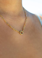 Stainless Steel Paperclip Carabiner Charm Holder Necklace: Gold / 16"+2"