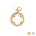 18K Gold PVD Stainless Steel Mother Of Pearl Floral Charm: Gold