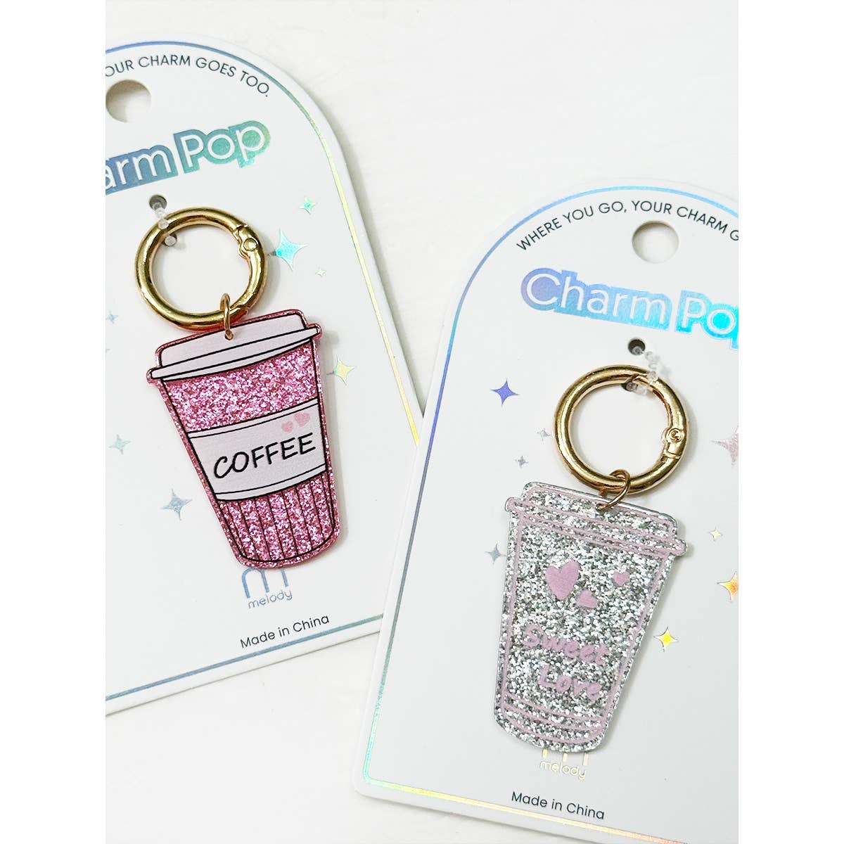 Sparkled Coffee Drink Key Charm: MIX COLOR / ONE(12)