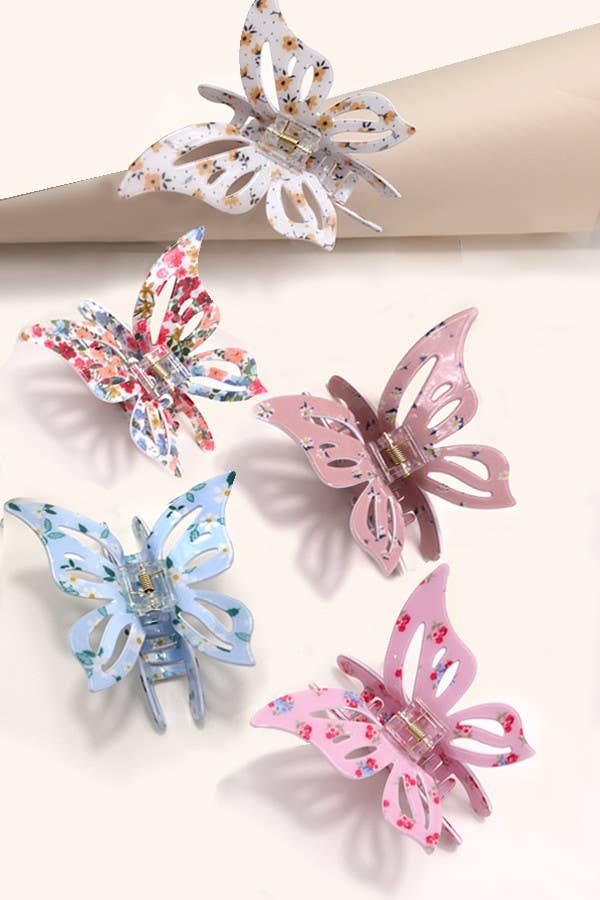 JUMBO CUT OUT BUTTERFLY HAIR CLAW CLIPS | 40H772: Peach