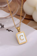 MOP  INITIAL STAINLESS STEEL TARNISH FREE NECKLACE | 40NK314: C